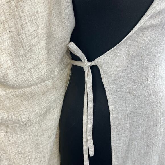 ASOS Beige Maternity & Nursing Wrap Dress Tie Waist Spread Collar Short Sleeve 0 - Picture 8 of 9